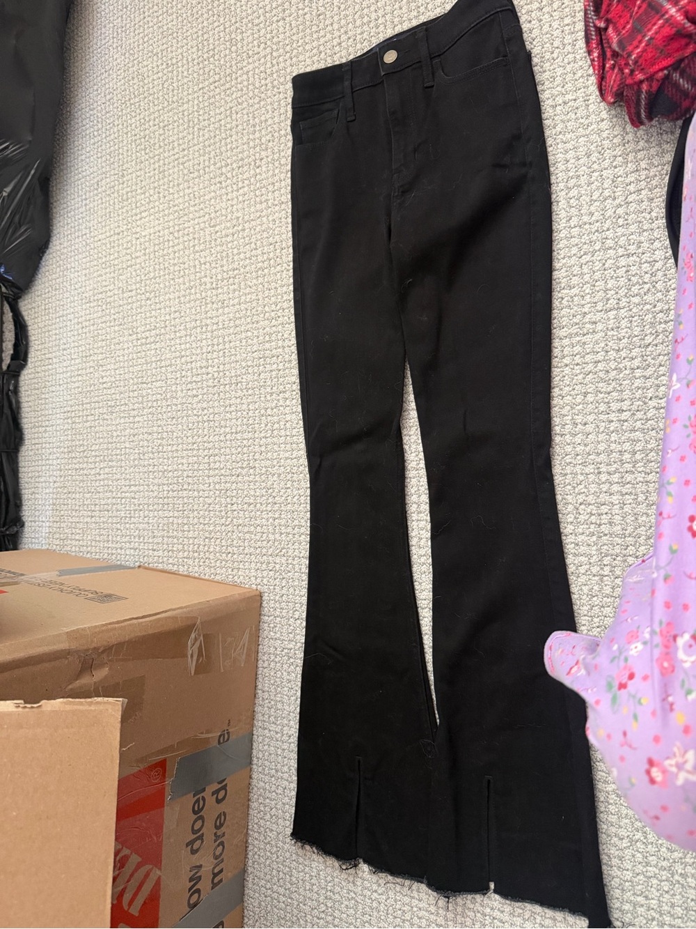 Hollister Black High-Rise Flare Jeans with Front Slits